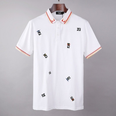 [펜디]Fendi 2021 Mens Logo Casual Short Sleeved Tshirts - 펜디 2021 남성 로고 캐쥬얼 코튼 반팔티 Fen0942x.Size(m- 2xl).블랙