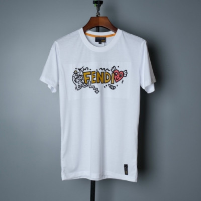 [펜디]Fendi 2021 Mens Logo Casual Short Sleeved Tshirts - 펜디 2021 남성 로고 캐쥬얼 코튼 반팔티 Fen0946x.Size(m - 3xl).화이트