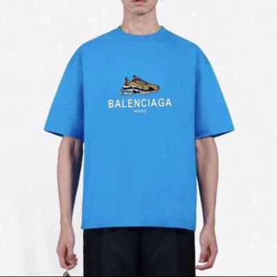 [발렌시아가]Balenciaga 2021 Mm/Wm Logo Cotton Short Sleeved Tshirts - 발렌시아가 2021 남/녀 로고 코튼 반팔티 Bal0967x.Size(xs - l).블루