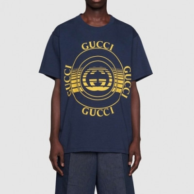 [매장판]Gucci 2021 Mm/Wm Logo Short Sleeved Tshirts - 구찌 2021 남/녀 로고 반팔티 Guc03507x.Size(m - 3xl).네이비