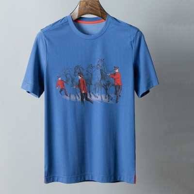 [에르메스]Hermes 2021 Mens Crew-neck Short Sleeved Tshirts - 에르메스 2021 남성 크루넥 반팔티 Her0597x.Size(m - 3xl).블루