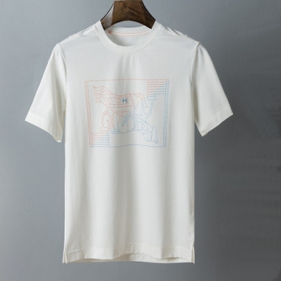 [에르메스]Hermes 2021 Mens Crew-neck Short Sleeved Tshirts - 에르메스 2021 남성 크루넥 반팔티 Her0603x.Size(m - 3xl).아이보리