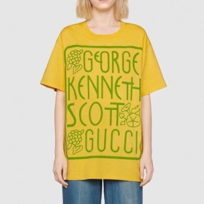 [매장판]Gucci 2021 Mm/Wm Logo Short Sleeved Tshirts - 구찌 2021 남/녀 로고 반팔티 Guc03521x.Size(xs - l).옐로우