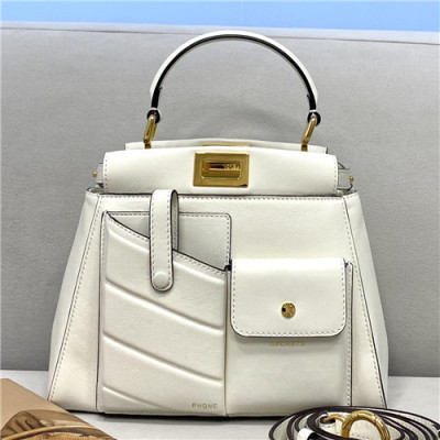 [펜디]Fendi 2021 Peekaboo Tote Shoulder Bag,23cm - 펜디 2021 피카부 토트 숄더백,23cm,FENB0651,화이트