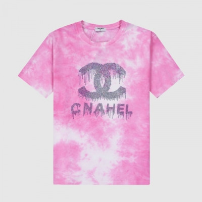 [샤넬]Chanel 2021 Mm/Wm 'CC' Logo Cotton Short Sleeved Tshirts - 샤넬 2021 남/녀 'CC'로고 코튼 반팔티 Cnl0669x.Size(s - l).핑크