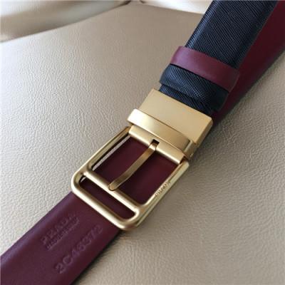 [매장판]Prada 2021 Men's Leather Belt,3.5cm - 프라다 2021 남성용 레더 벨트,3.5cm,PRABT0050,블랙