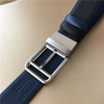 [매장판]Prada 2021 Men's Leather Belt,3.5cm - 프라다 2021 남성용 레더 벨트,3.5cm,PRABT0051,블랙