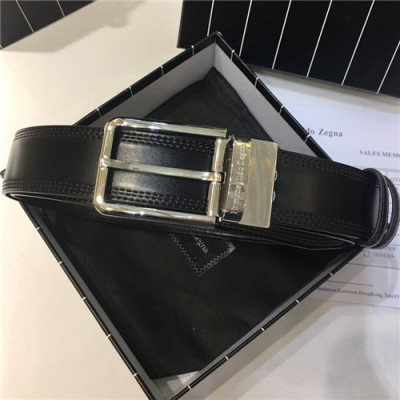 Ermenegildo Zegna 2021 Men's Leather Belt,3.5cm - 제냐 2021 남성용 레더 벨트,3.5cm,EZBT0002,블랙