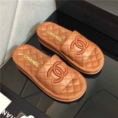 Chanel 2021 CC Logo Leather Slipper - 샤넬 2021 CC로고 레더 슬리퍼,Size(225-250),CHAS0588,오렌지