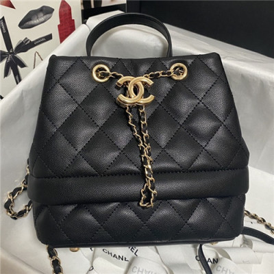 [샤넬]Chanel 2021 Women's Leather Bucket Shoulder Bag,20cm - 샤넬 2021 여성용 레더 버킷 숄더백,20cm,CHAB1633,블랙