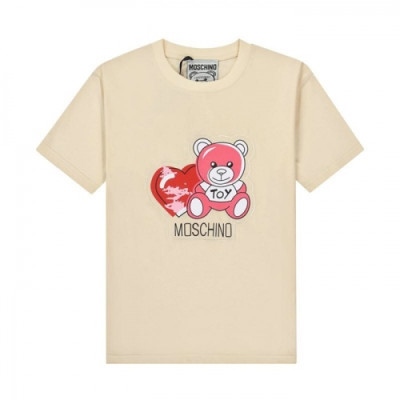 [모스키노]Moschino 2021 Mm/Wm Logo Cotton Short Sleeved Tshirts - 모스키노 2021 남/녀 로고 코튼 반팔티 Mos01150x.Size(s - l).아이보리