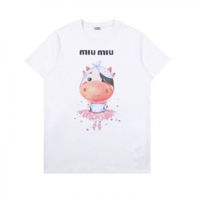 [미우미우]Miumiu 2020 Ladies Cotton Short Sleeved Tshirts - 미우미우 2020 여성 코튼 반팔티 Miu0213x.Size(s - l).화이트