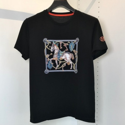 [에르메스]Hermes 2021 Mens Crew-neck Short Sleeved Tshirts - 에르메스 2021 남성 크루넥 반팔티 Her0621x.Size(m - 2xl).블랙