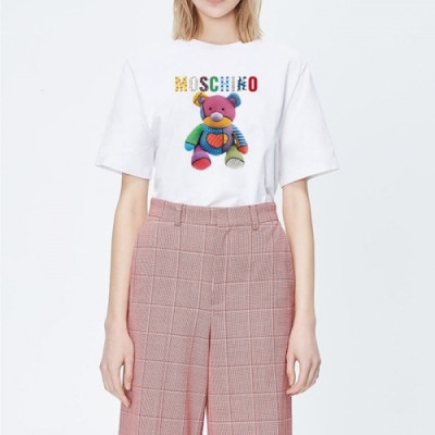 [모스키노]Moschino 2021 Mm/Wm Logo Cotton Short Sleeved Tshirts - 모스키노 2021 남/녀 로고 코튼 반팔티 Mos01156x.Size(m - 2xl).화이트