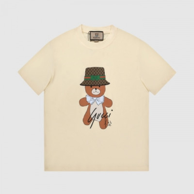 [매장판]Gucci 2021 Mm/Wm Logo Short Sleeved Tshirts - 구찌 2021 남/녀 로고 반팔티 Guc03611x.Size(s - l).아이보리