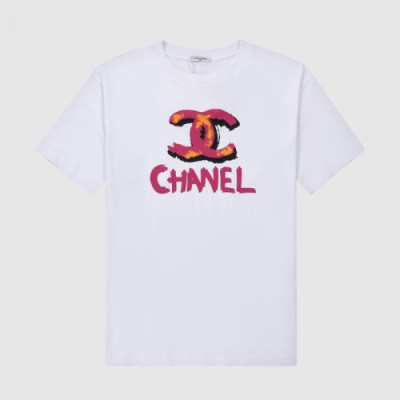 Chanel 2021 Mm/Wm 'CC' Logo Cotton Short Sleeved Tshirts White - 샤넬 2021 남/녀 'CC'로고 코튼 반팔티 Cnl0674x Size(xs - l) 화이트