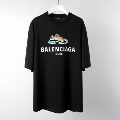 Balenciaga  Mm/Wm Logo Cotton Short Sleeved Tshirts Black - 발렌시아가 2021 남/녀 로고 코튼 반팔티 Bal01002x Size(xs - l) 블랙