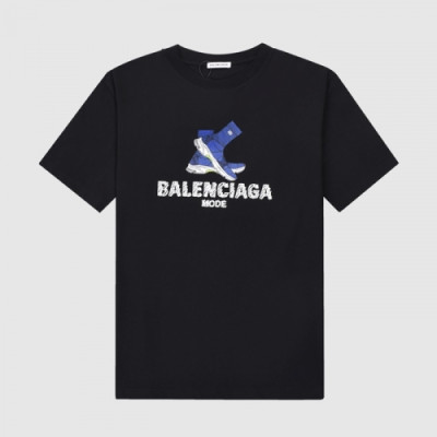 Balenciaga 2021 Mm/Wm Logo Cotton Short Sleeved Tshirts Black - 발렌시아가 2021 남/녀 로고 코튼 반팔티 Bal01003x Size(xs - l) 블랙