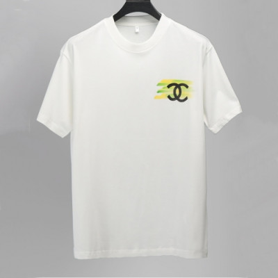 Chanel 2021 Mm/Wm 'CC' Logo Cotton Short Sleeved Tshirts Black - 샤넬 2021 남/녀 'CC'로고 코튼 반팔티 Cnl0677x Size(m - 2xl) 화이트