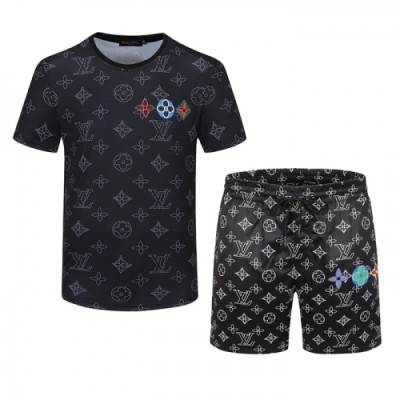 Louis vuitton 2021 Mens Casual Logo Training Short Sleeved Clothes&Half Pants Black - 루이비통 2021 남성 캐쥬얼 로고 반팔 트레이닝복&반바지 Lou02779x Size(m - 3xl) 블랙