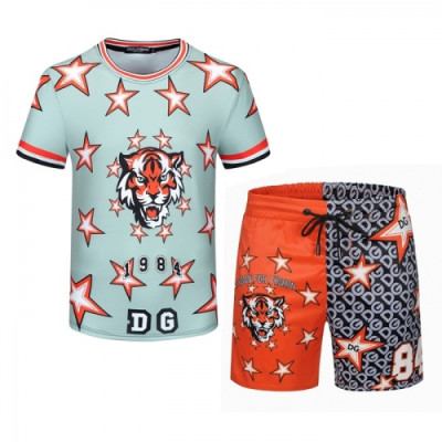 [트렌디]Dolce&Gabbana 2021 Mens Casual Training Short Sleeved Clothes&Half Pants Mint - 돌체앤가바나 2021 남성 캐쥬얼 트레이닝 반팔티&반바지 Dol0314x Size(m - 3xl) 민트
