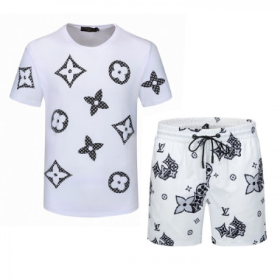 Louis vuitton 2021 Mens Casual Logo Training Short Sleeved Clothes&Half Pants White - 루이비통 2021 남성 캐쥬얼 로고 반팔 트레이닝복&반바지 Lou02781x Size(m - 3xl) 화이트