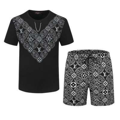 Louis vuitton 2021 Mens Casual Logo Training Short Sleeved Clothes&Half Pants Black - 루이비통 2021 남성 캐쥬얼 로고 반팔 트레이닝복&반바지 Lou02783x Size(m - 3xl) 블랙