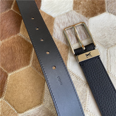 Louis Vuitton 2021 Men's Leather Belt,3.5cm,LOUBT0172 - 루이비통 2021 남성용 레더 벨트,3.5cm,블랙