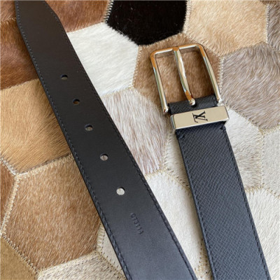 Louis Vuitton 2021 Men's Leather Belt,3.5cm,LOUBT0173 - 루이비통 2021 남성용 레더 벨트,3.5cm,블랙