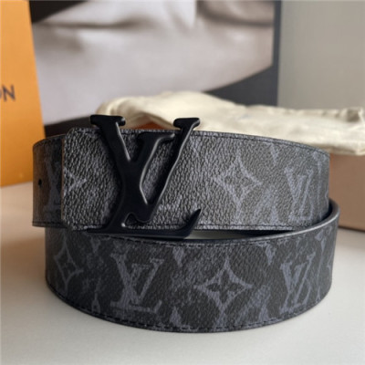 Louie Vuitton 2021 Men's Leather Belt,4.0cm,LOUBT0179 - 루이비통 2021 남성용 레더 벨트,4.0cm,블랙