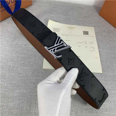 Louie Vuitton 2021 Men's Leather Belt,4.0cm,LOUBT0182 - 루이비통 2021 남성용 레더 벨트,4.0cm,블랙