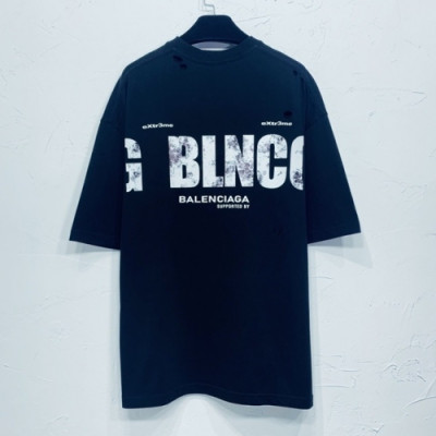 Balenciaga  Mm/Wm Logo Cotton Short Sleeved Tshirts Black - 발렌시아가 2021 남/녀 로고 코튼 반팔티 Bal01006x Size(xs - l) 블랙