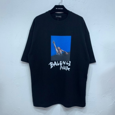 Balenciaga  Mm/Wm Logo Cotton Short Sleeved Tshirts Black - 발렌시아가 2021 남/녀 로고 코튼 반팔티 Bal01008x Size(xs - l) 블랙