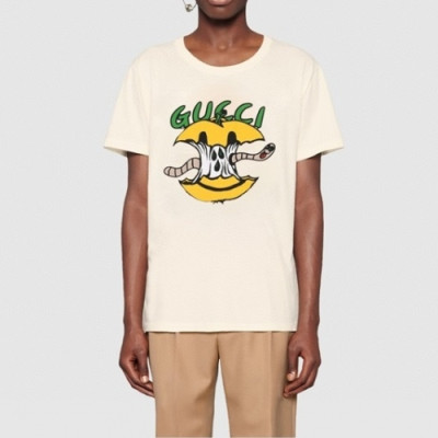 Gucci  Mm/Wm Logo Short Sleeved Tshirts Ivory - 구찌 2021 남/녀 로고 반팔티 Guc03653x Size(xs - l) 아이보리