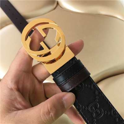Gucci 2021 Men's Leather Belt,3.7cm,GUBT0158 - 구찌 2021 남성용 레더 벨트,3.7cm,블랙