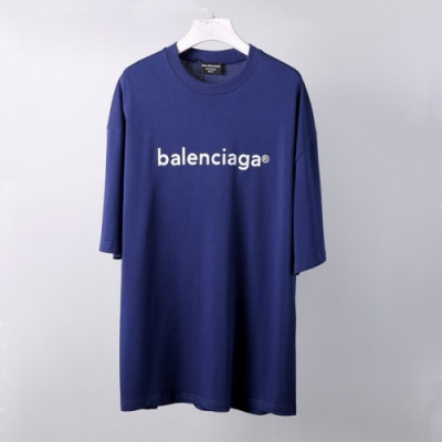 Balenciaga  Mm/Wm Logo Cotton Short Sleeved Tshirts Blue - 발렌시아가 2021 남/녀 로고 코튼 반팔티 Bal01012x Size(xs - m) 블루