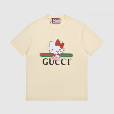 Gucci  Mm/Wm Logo Short Sleeved Tshirts Ivory - 구찌 2021 남/녀 로고 반팔티 Guc03659x Size(s - l) 아이보리