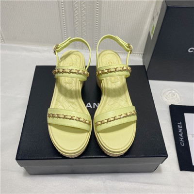 [매장판]Chanel 2021 Women's Leather Sandal,CHAS0603 - 샤넬 2021 여성용 레더 샌들,Size(225-250),옐로우