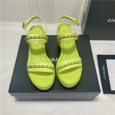 [매장판]Chanel 2021 Women's Leather Sandal,CHAS0604 - 샤넬 2021 여성용 레더 샌들,Size(225-250),네온그린