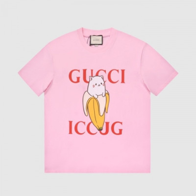 Gucci  Mm/Wm Logo Short Sleeved Tshirts Pink - 구찌 2021 남/녀 로고 반팔티 Guc03678x Size(xs - l) 핑크