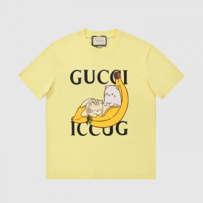Gucci  Mm/Wm Logo Short Sleeved Tshirts Yellow - 구찌 2021 남/녀 로고 반팔티 Guc03679x Size(xs - l) 옐로우