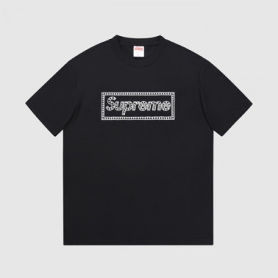 [굿템]Supreme  Mens Logo Cotton Short Sleeved Tshirts Black - 슈프림 2021 남성 로고 코튼 반팔티 Sup0118x Size(s - xl) 블랙