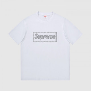 Supreme  Mens Logo Cotton Short Sleeved Tshirts White - 슈프림 2021 남성 로고 코튼 반팔티 Sup0120x Size(s - xl) 화이트