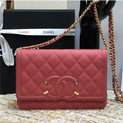 Chanel 2021 Women's Leather Chain Shoulder Bag,19.5cm,CHAB1654 - 샤넬 2021 여성용 레더 체인 숄더백,19.5cm,레드