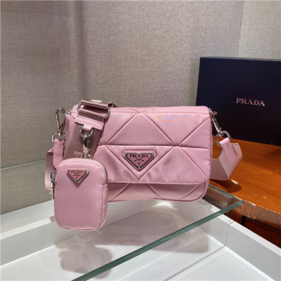 Prada 2021 Women's Nylon Shoulder Bag,21cm,1BD292,PRAB0390 - 프라다 2021 여성용 나일론 숄더백,21cm,핑크