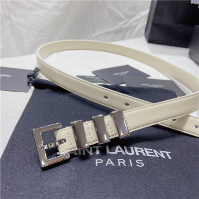 Saint Laurent 2021 Women's Leather Belt,2.0cm,YSLBT0028 - 입생로랑 2021 여성용 레더 벨트,2.0cm,화이트