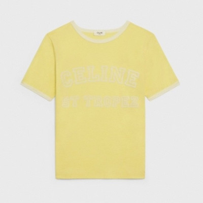 Celine  Womens Hedi Slimane Logo Cotton Short Sleeved Tshirts 옐로우 - 셀린느 2021 여성 로고 코튼 반팔티 Cel0114x Size(s - l) 옐로우