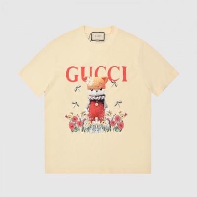 Gucci  Mm/Wm Logo Short Sleeved Tshirts Ivory - 구찌 2021 남/녀 로고 반팔티 Guc03698x Size(s - l) 아이보리