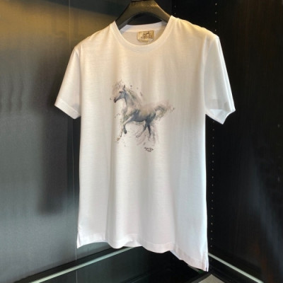 Hermes  Mens Crew-neck Short Sleeved Tshirts White - 에르메스 2021 남성 크루넥 반팔티 Her0645x Size(m - 2xl) 화이트