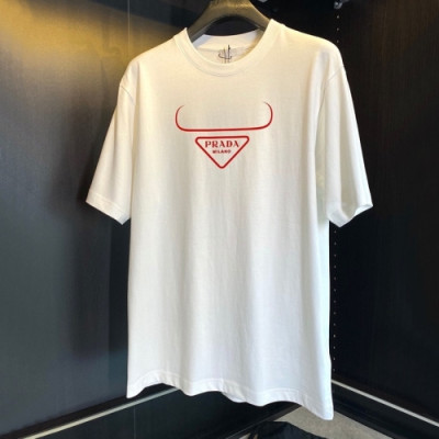 [캐쥬얼]Prada  Mens Basic Logo Short Sleeved Tshirts White - 프라다 2021 남성 베이직 로고 폴로 반팔티 Pra02252x Size(s - 2xl) 화이트